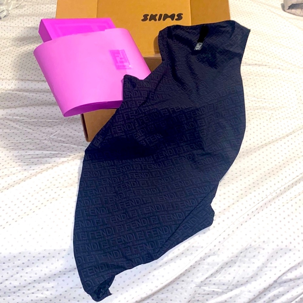 NWT Black High Neck Fendi Skims Bodysuit!